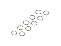 Medium/Firm Green roll center o-rings in a five-pack of flex pivot tuning rings, grey metal finish for Prodigy and eXcelerate cars